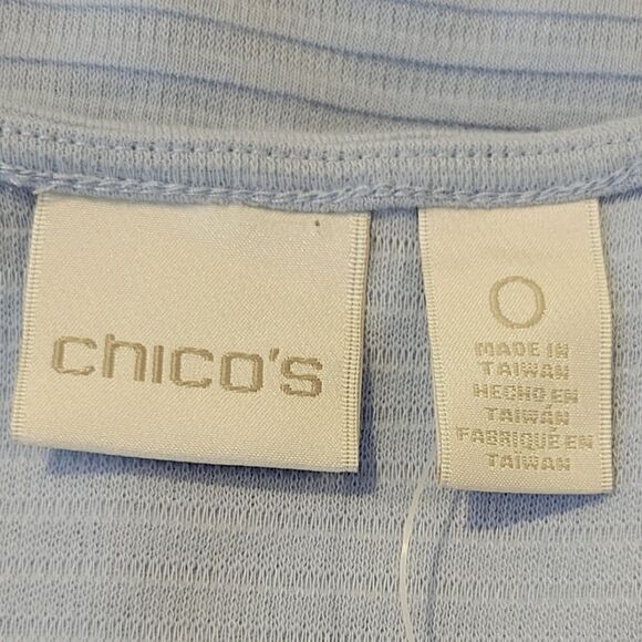 Chico's Blue Mara Mittered Ottoman Long Sleeve Blouse Size 0/S - Picture 5 of 8